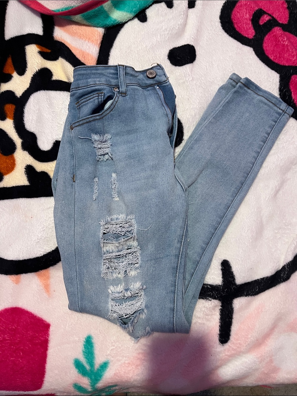 BAMBOO Light Blue Distressed Skinny Jeans